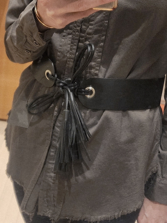 Pologarage Accessories - Wide Lace-Up Tassel Waist Belt - Black